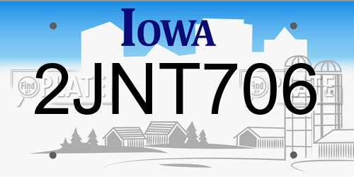 2JNT706 Iowa License Plate