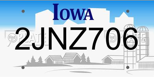 2JNZ706 Iowa License Plate