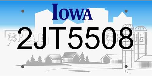 2JT5508 Iowa License Plate