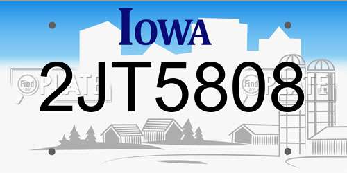 2JT5808 Iowa License Plate