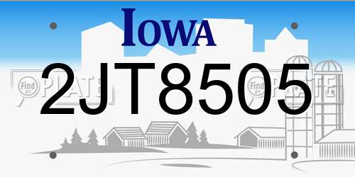 2JT8505 Iowa License Plate