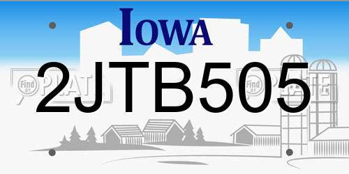 2JTB505 Iowa License Plate