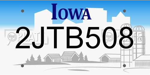 2JTB508 Iowa License Plate