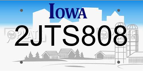 2JTS808 Iowa License Plate