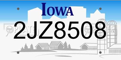 2JZ8508 Iowa License Plate