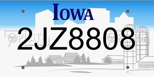 2JZ8808 Iowa License Plate