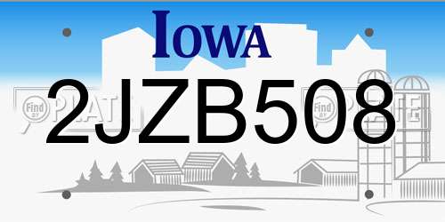 2JZB508 Iowa License Plate