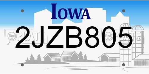 2JZB805 Iowa License Plate