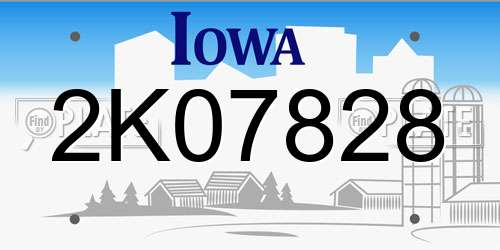 2K07828 Iowa License Plate