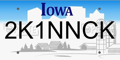 2K1NNCK Iowa License Plate