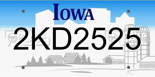2KD2525 Iowa License Plate