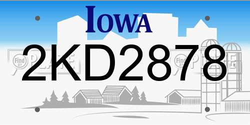 2KD2878 Iowa License Plate