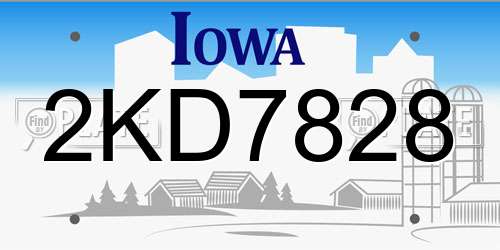2KD7828 Iowa License Plate
