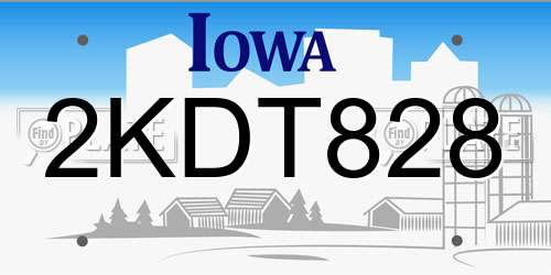 2KDT828 Iowa License Plate