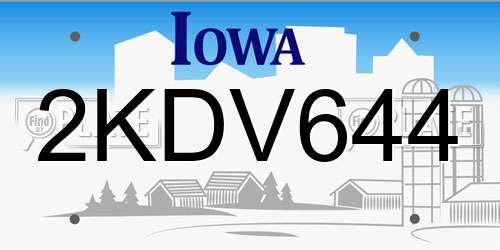 2KDV644 Iowa License Plate