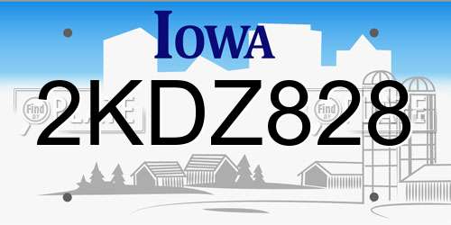 2KDZ828 Iowa License Plate