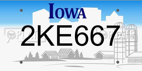 2KE667 Iowa License Plate