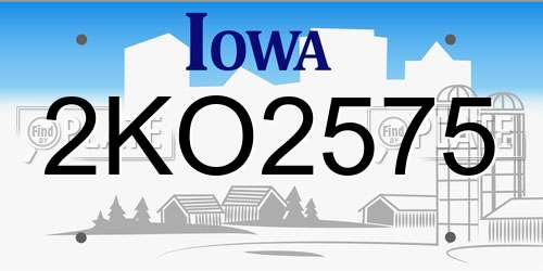 2KO2575 Iowa License Plate