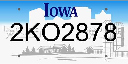 2KO2878 Iowa License Plate