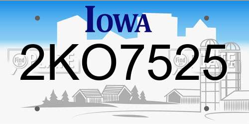 2KO7525 Iowa License Plate