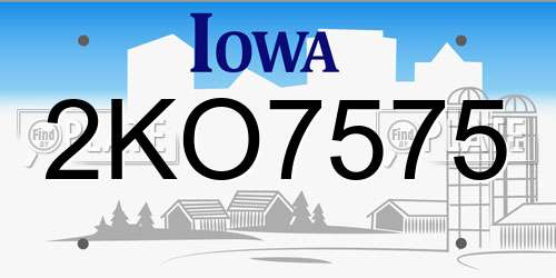 2KO7575 Iowa License Plate