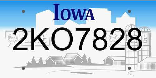 2KO7828 Iowa License Plate