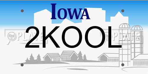 2KOOL Iowa License Plate