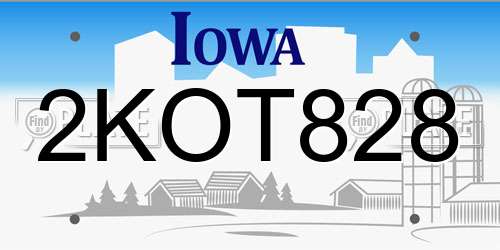 2KOT828 Iowa License Plate