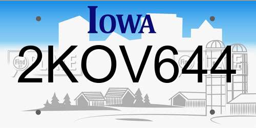 2KOV644 Iowa License Plate