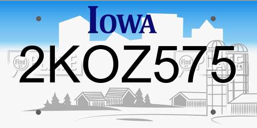 2KOZ575 Iowa License Plate
