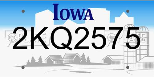 2KQ2575 Iowa License Plate