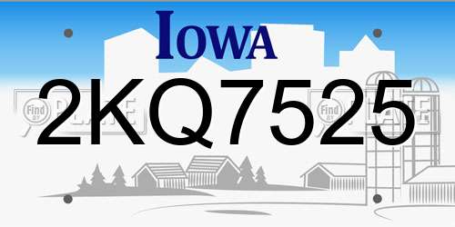 2KQ7525 Iowa License Plate