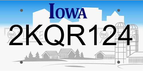 2KQR124 Iowa License Plate