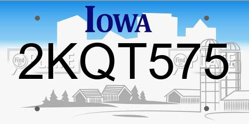 2KQT575 Iowa License Plate