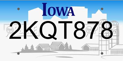 2KQT878 Iowa License Plate