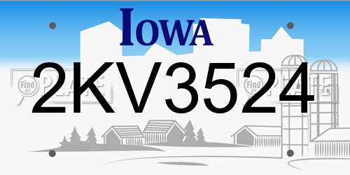 2KV3524 Iowa License Plate