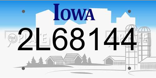 2L68144 Iowa License Plate