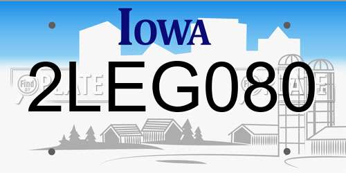 2LEG080 Iowa License Plate