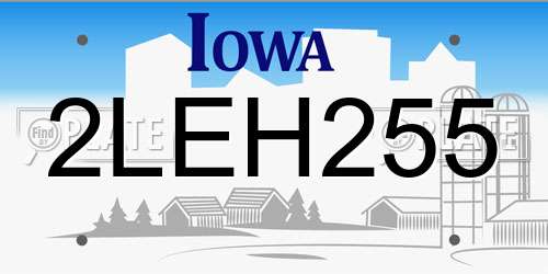 2LEH255 Iowa License Plate