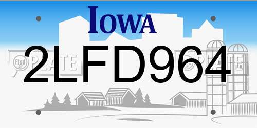 2LFD964 Iowa License Plate