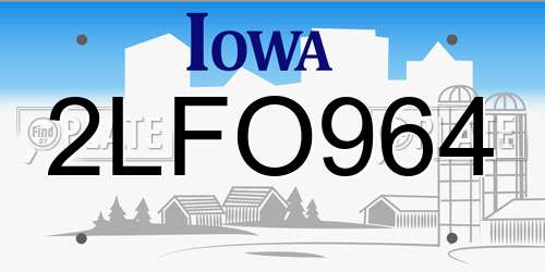 2LFO964 Iowa License Plate