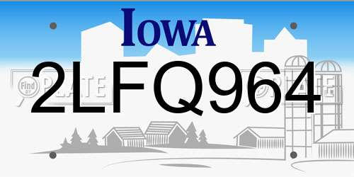 2LFQ964 Iowa License Plate