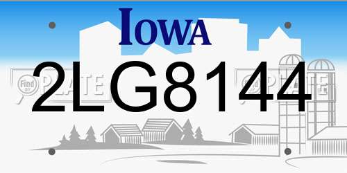 2LG8144 Iowa License Plate