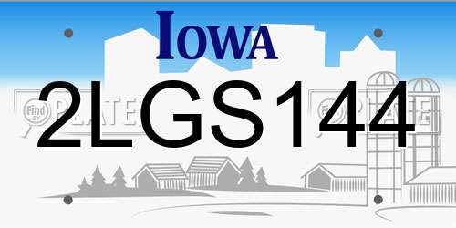 2LGS144 Iowa License Plate