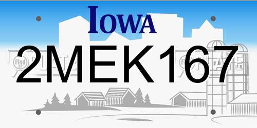 2MEK167 Iowa License Plate