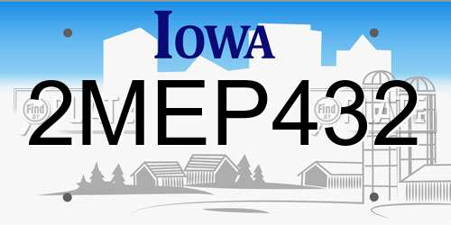 2MEP432 Iowa License Plate