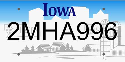 2MHA996 Iowa License Plate