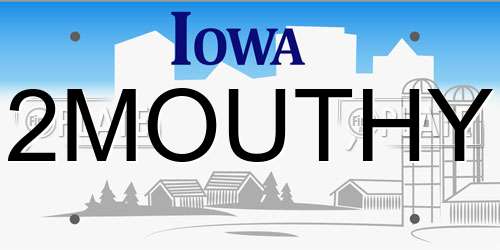 2MOUTHY Iowa License Plate