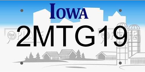 2MTG19 Iowa License Plate