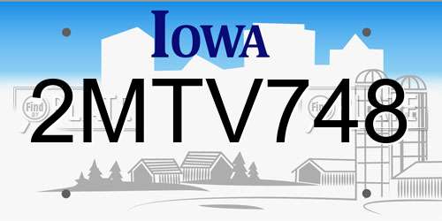 2MTV748 Iowa License Plate